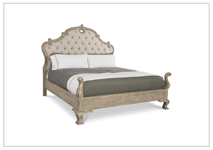 Bernhardt Campania King-sized Wooden Panel Bed in Soft Beige