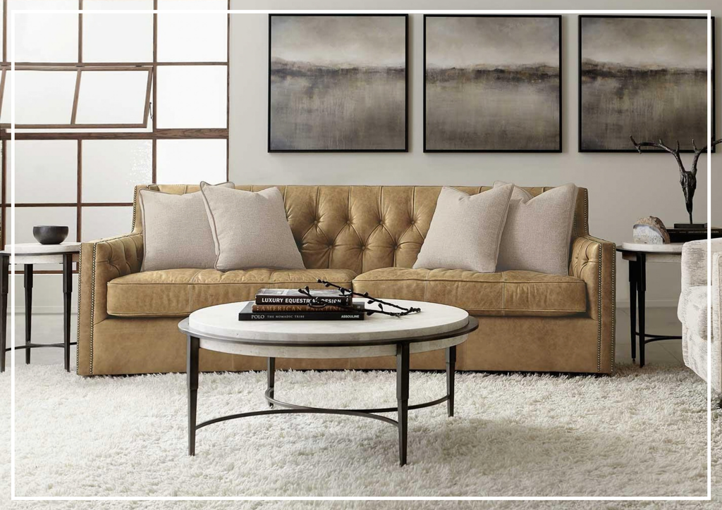 Candace Leather Sofa | Track Arms | Nailhead Trim | Bernhardt-Jennihome