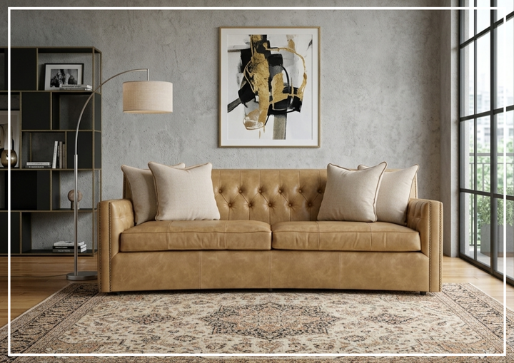 Candace Leather Sofa | Track Arms | Nailhead Trim | Bernhardt-Jennihome
