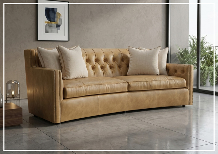 Candace Leather Sofa | Track Arms | Nailhead Trim | Bernhardt-Jennihome