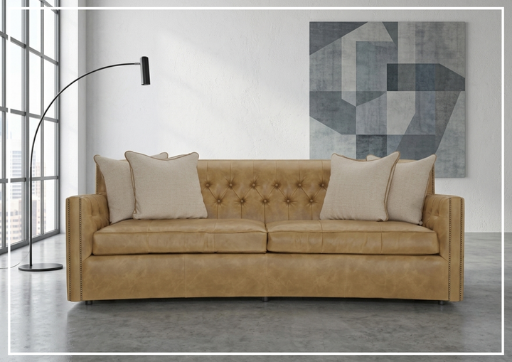 Candace Leather Sofa | Track Arms | Nailhead Trim | Bernhardt-Jennihome