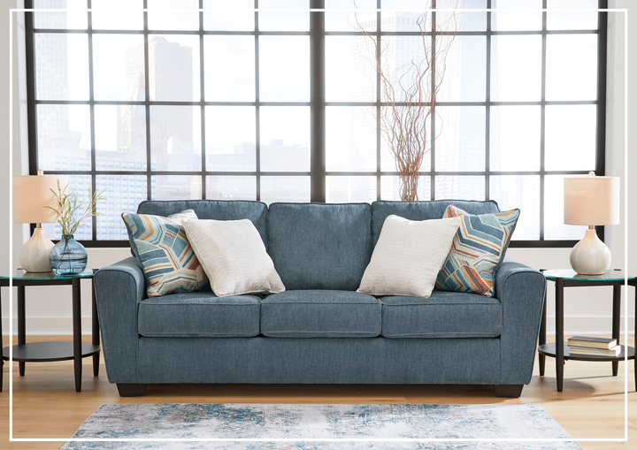 Claire 3 Seater Fabric Queen Sleeper Sofa in Blue Color