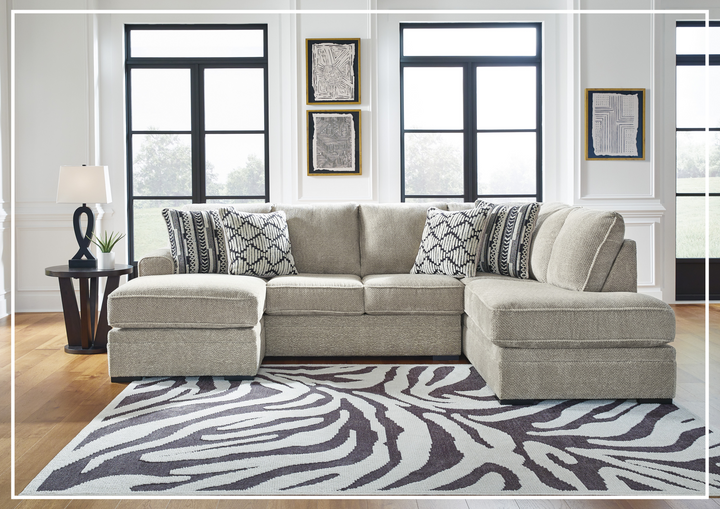 Gio Italia Cenita U Shaped 2-Piece Fabric Sectional Sofa With Chaise-Jennihome