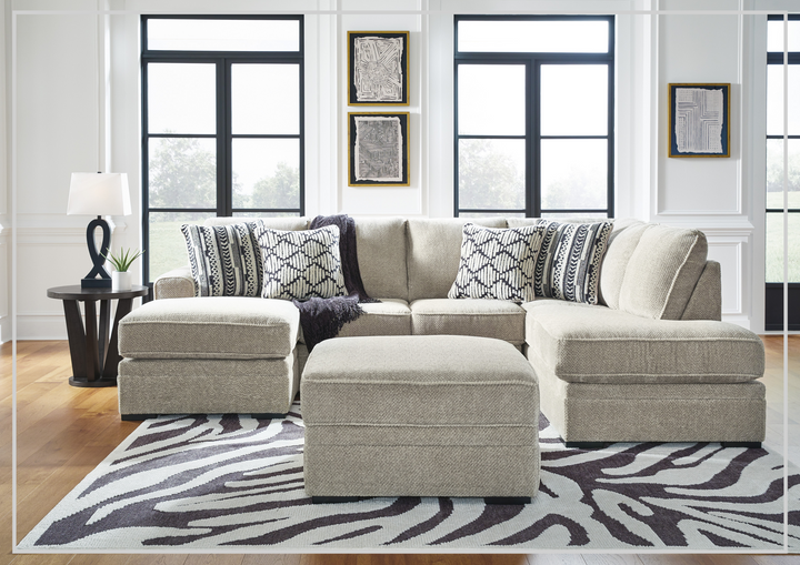 Gio Italia Cenita U Shaped 2-Piece Fabric Sectional Sofa With Chaise-Jennihome