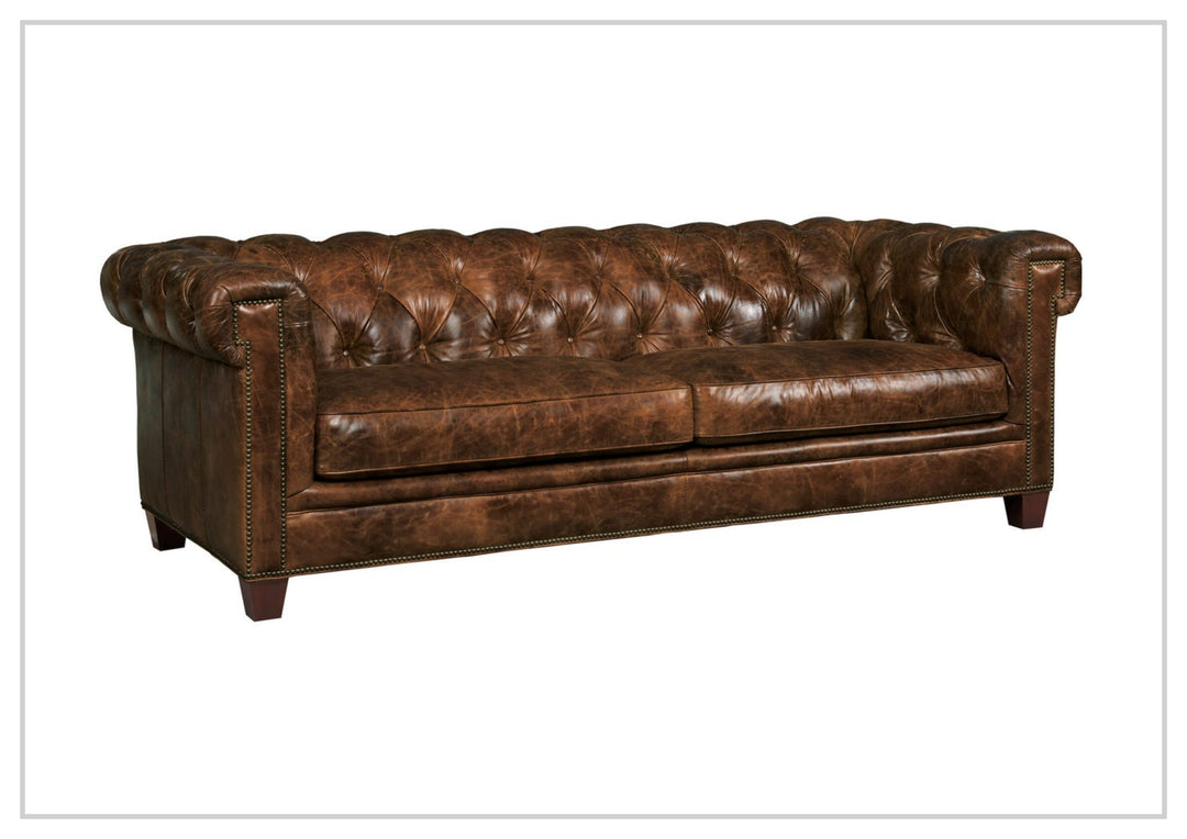 Chester Tufted Leather Sofa in Dark Natchez Brown Finish | Hooker Furniture