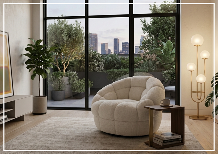 Coco Fabric Swivel Chair | Deep Channel Tufting | 360 Degree Swivel | Bernhardt-Jennihome