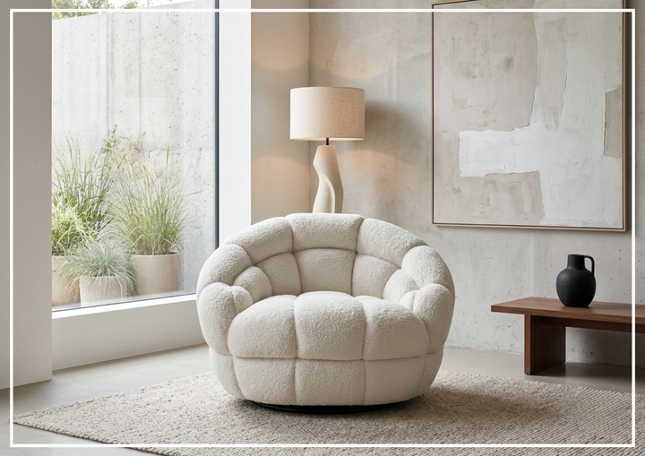 Coco Fabric Swivel Chair | Deep Channel Tufting | 360 Degree Swivel | Bernhardt-Jennihome