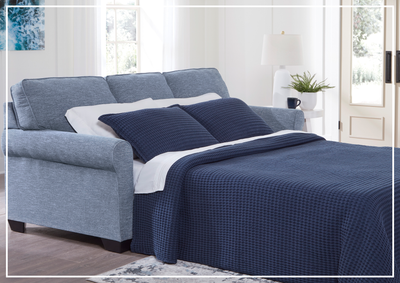 Gio Italia Home Como Bella Queen Sofa Sleeper in denim blue jennihome