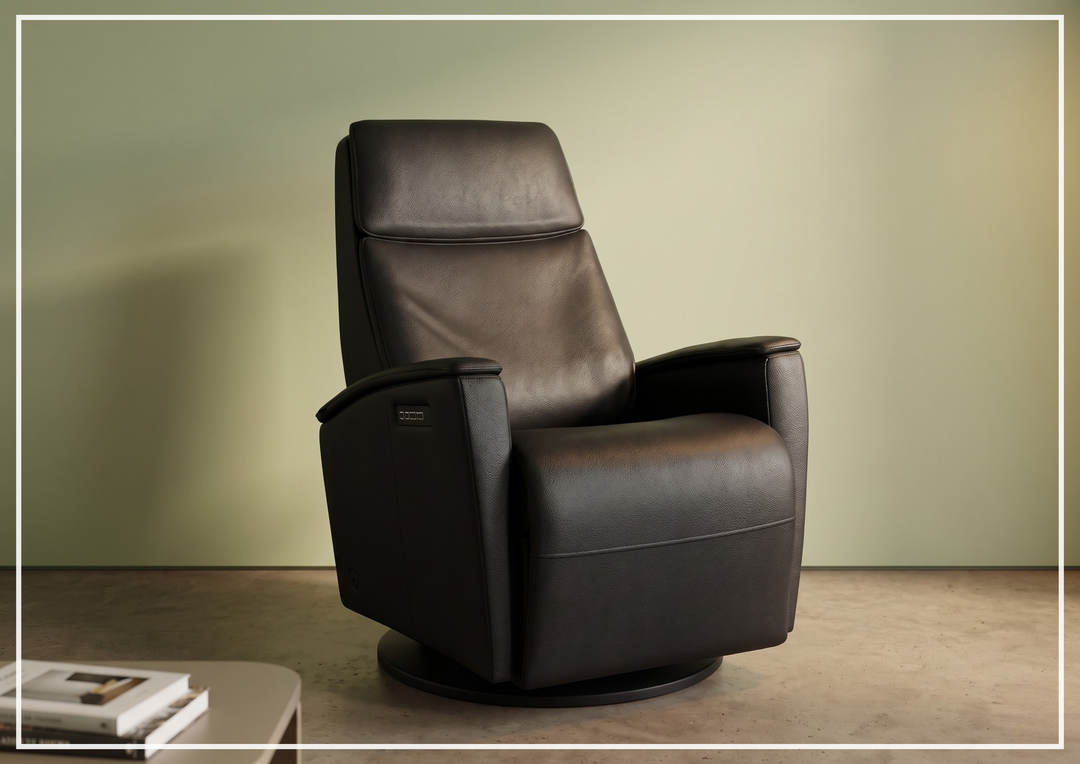 Crown Leather Recliner Chair | Swing Base | Fjords