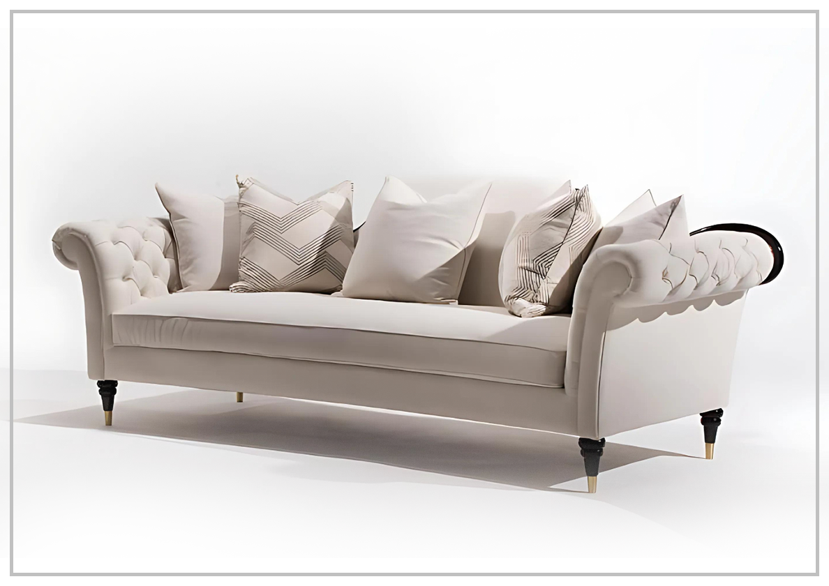 Elegant Dantone 3-Seater Sofa with Classic Tufted Rolled Arms -  Jennihome