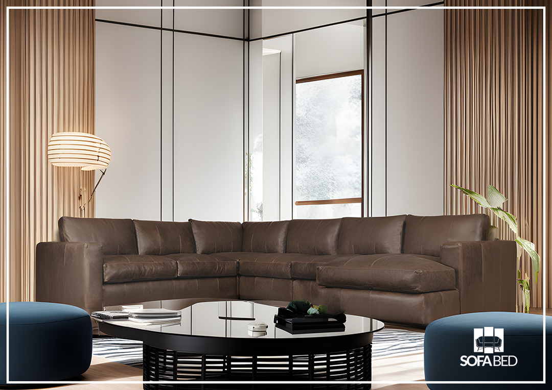 Bernhardt Dawkins Leather Sectional Sofa in Walnut Finish