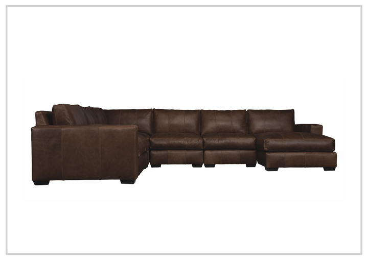 Bernhardt Dawkins Leather Sectional Sofa in Walnut Finish