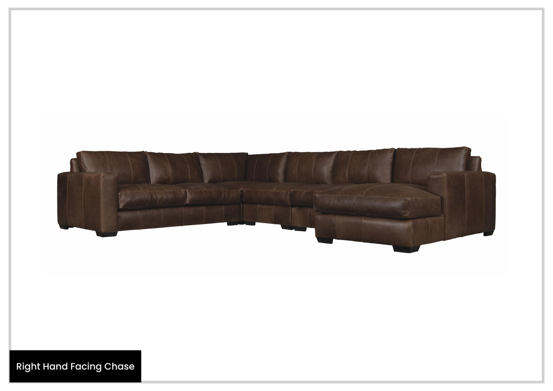 Bernhardt Dawkins Leather Sectional Sofa in Walnut Finish