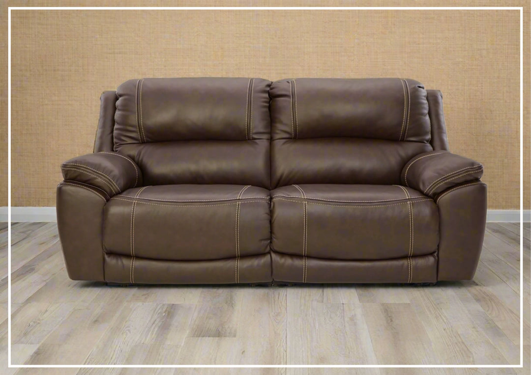 Gio Italia Delacroix Leather 2-Piece Brown Power Reclining Two Seater Sofa