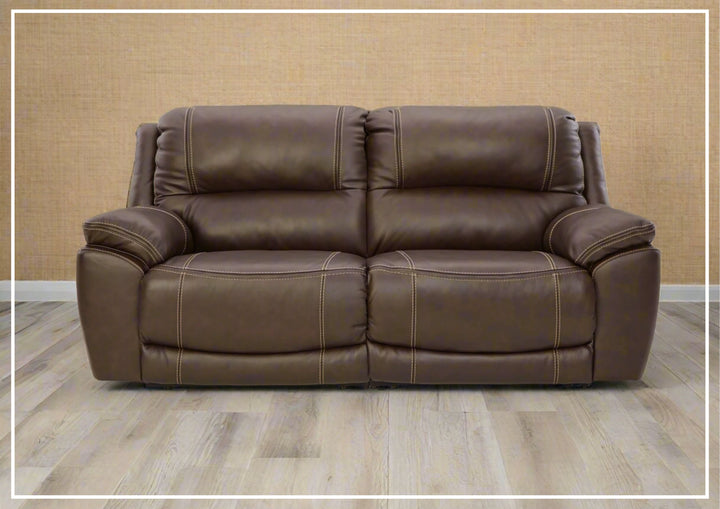 Gio Italia Delacroix Leather 2-Piece Brown Power Reclining Two Seater Sofa