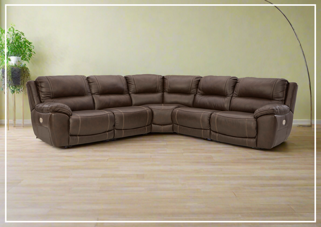 Delacroix Leather Dual Power Reclining L-shaped Sectional Sofa-Jennihome