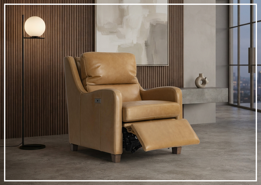 Dillon Leather Power Recliner | Power Footrest & USB Port | Bernhardt-Jennihome