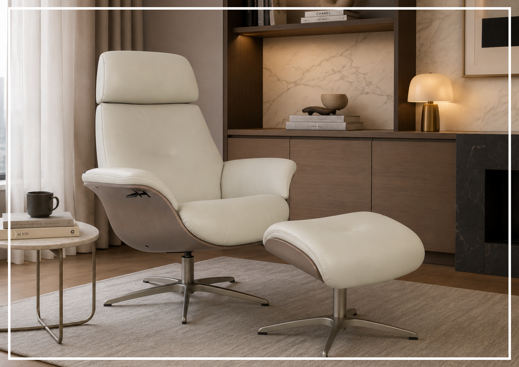 Falcon Manual Recliner Chair | Swivel Base | Footstool | Fjords - Jennihome