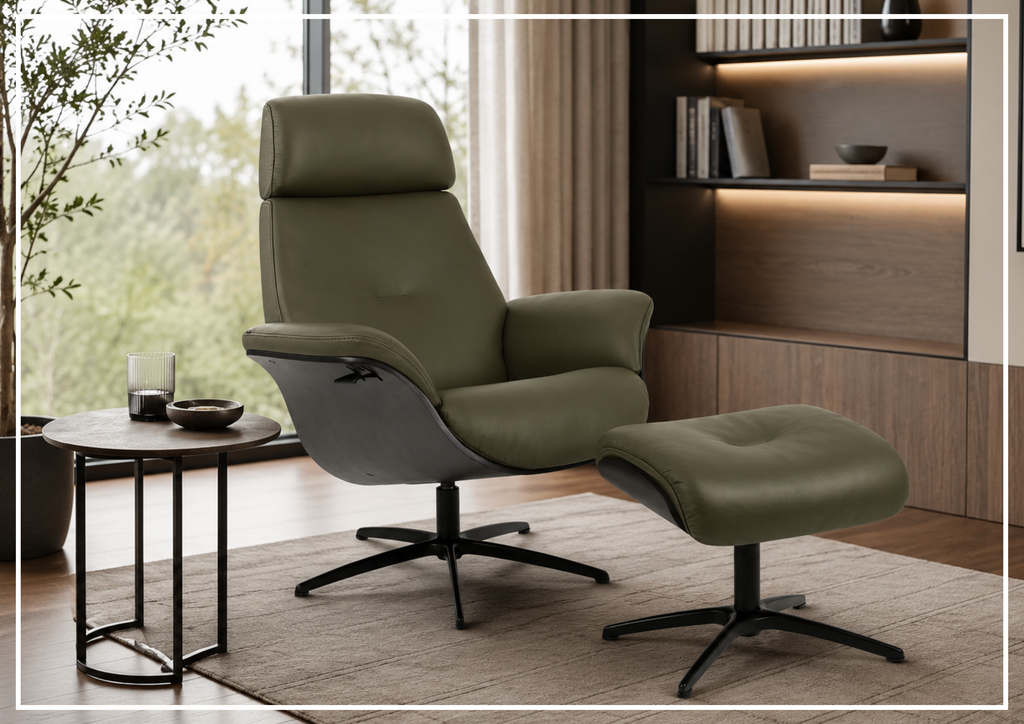 Falcon Manual Recliner Chair | Swivel Base | Footstool | Fjords - Jennihome
