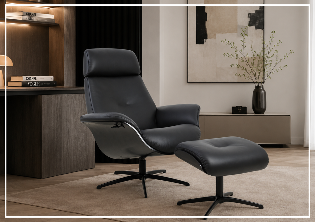 Falcon Manual Recliner Chair | Swivel Base | Footstool | Fjords - Jennihome