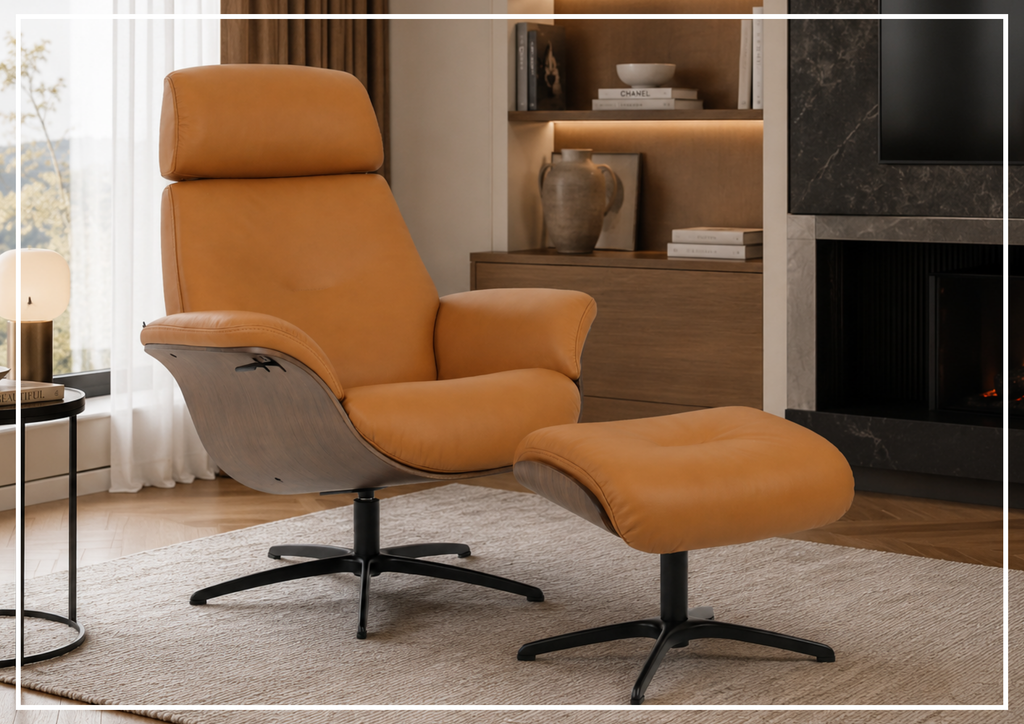 Falcon Manual Recliner Chair | Swivel Base | Footstool | Fjords - Jennihome