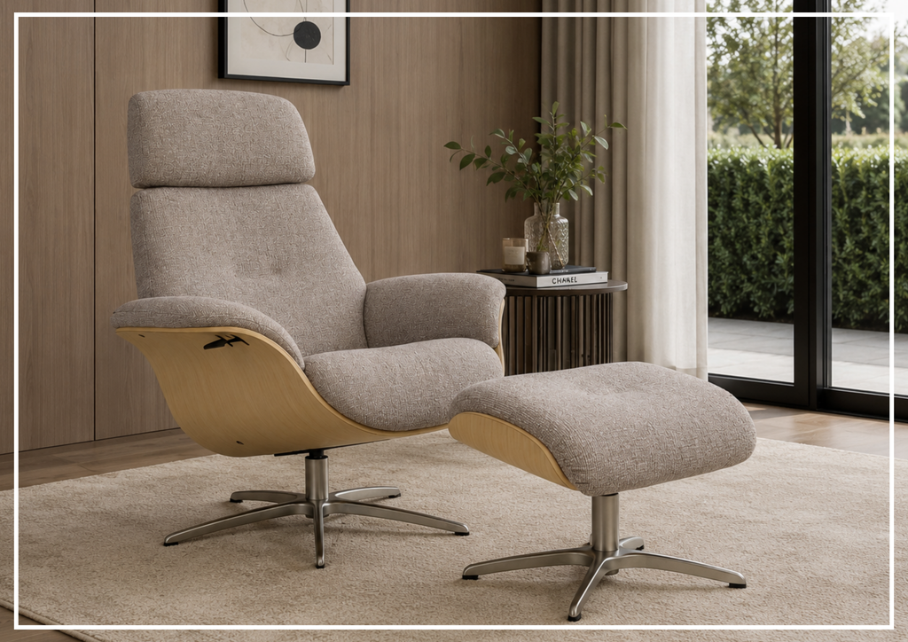 Falcon Manual Recliner Chair | Swivel Base | Footstool | Fjords - Jennihome