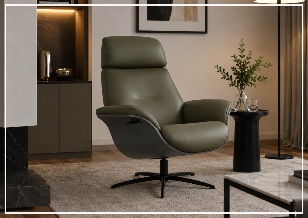 Falcon Manual Recliner Chair | Swivel Base | Footstool | Fjords - Jennihome