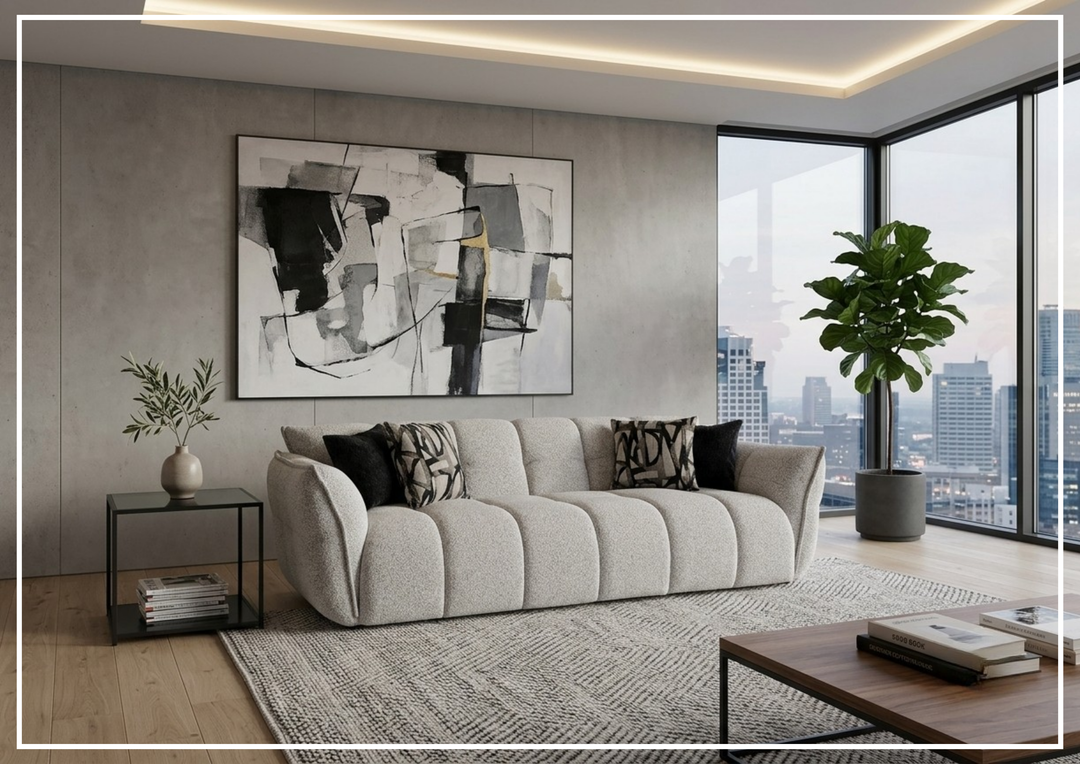 Faviano Fabric Curved Sofa | Sculpted Arms | Klaussner