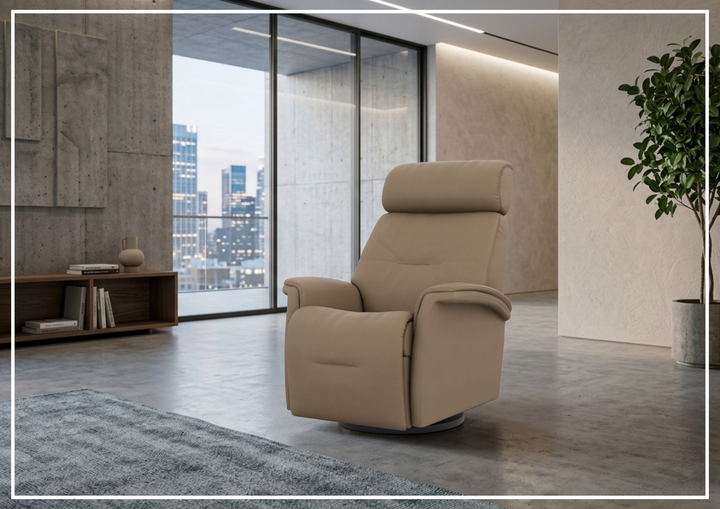 Fjords Rome Leather Power Recliner with Motorized Controls-Jennihom