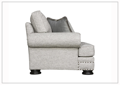 Bernhardt Foster Fabric Loveseat with Rolled Arms - Gray and Cream