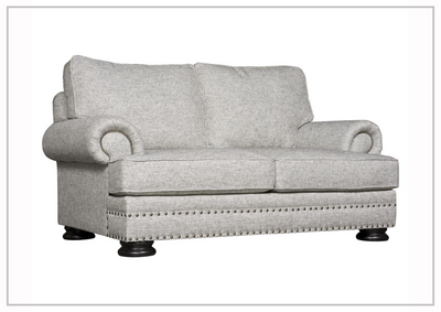 Bernhardt Foster Fabric Loveseat with Rolled Arms - Gray and Cream