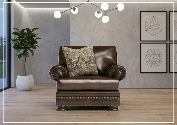 Foster Leather Chair | Rolled Arms & Nailhead Trim | Bernhardt-Jennihome