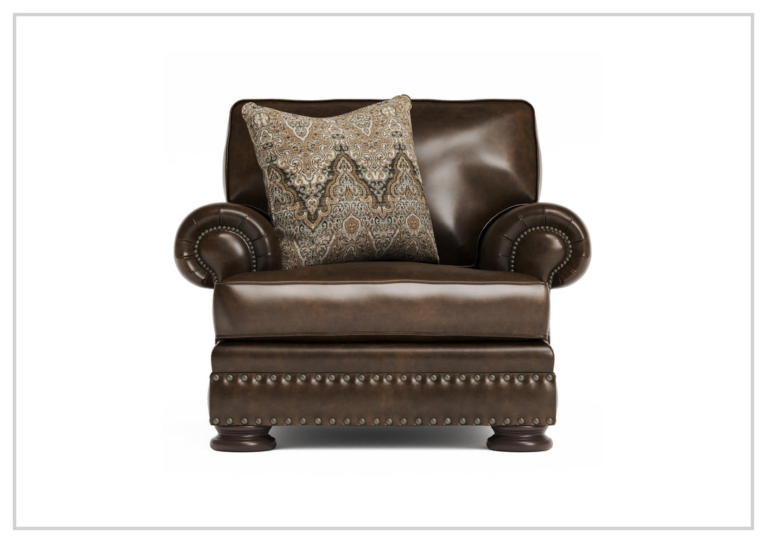 Foster Leather Chair | Rolled Arms & Nailhead Trim | Bernhardt-Jennihome