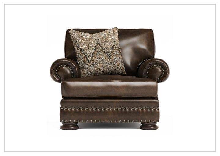 Foster Leather Chair | Rolled Arms & Nailhead Trim | Bernhardt-Jennihome