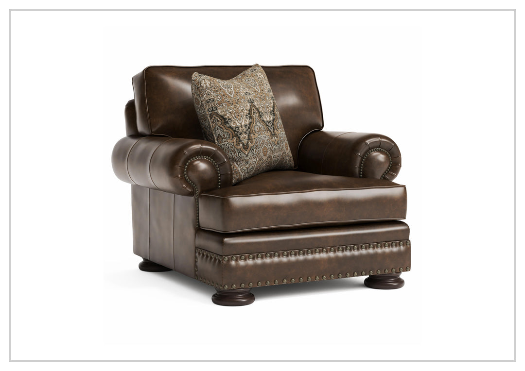 Foster Leather Chair | Rolled Arms & Nailhead Trim | Bernhardt-Jennihome
