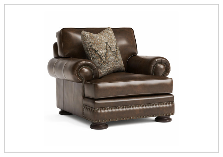 Foster Leather Chair | Rolled Arms & Nailhead Trim | Bernhardt-Jennihome