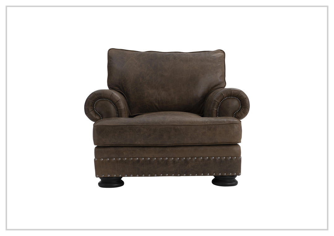 Foster Leather Chair | Rolled Arms | Nailhead Trim | Bernhardt