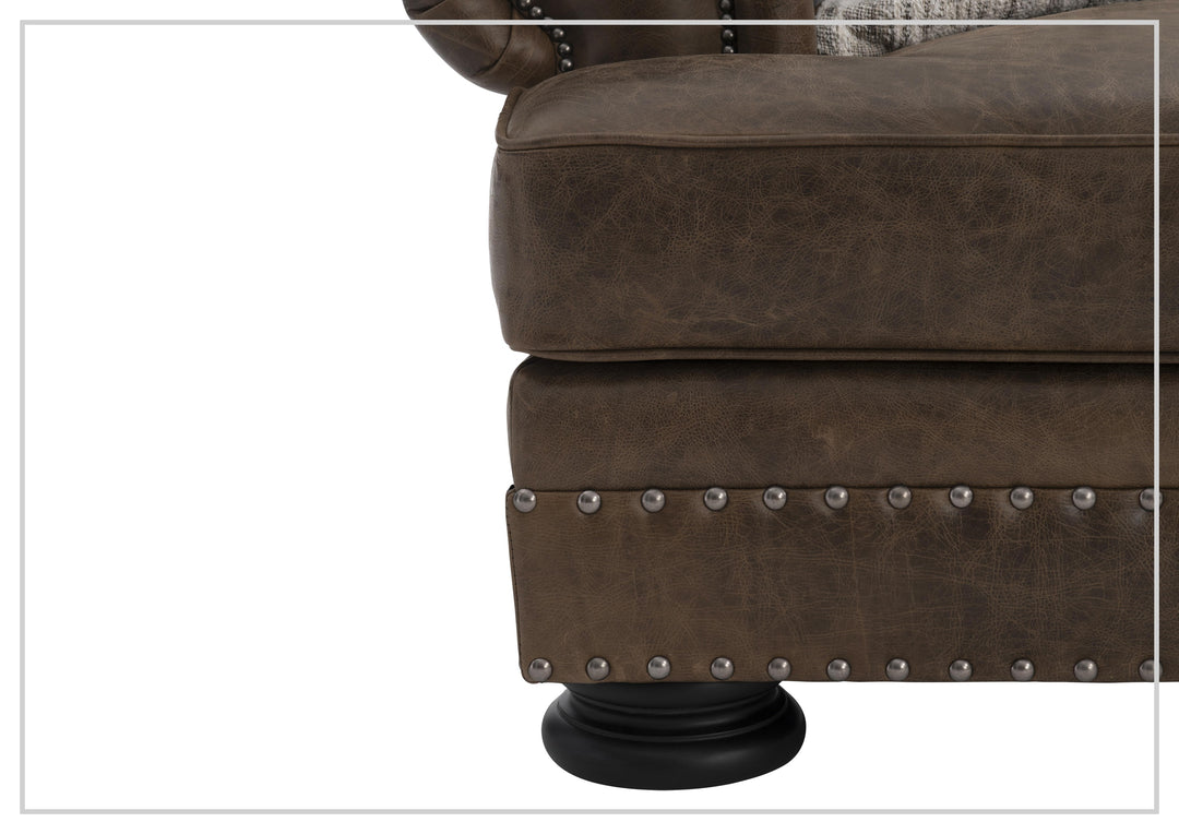 Foster Leather Chair | Rolled Arms | Nailhead Trim | Bernhardt