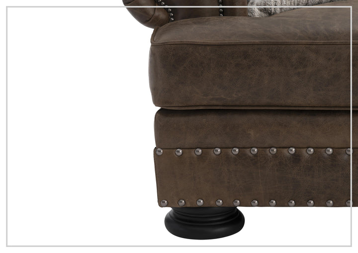 Foster Leather Chair | Rolled Arms | Nailhead Trim | Bernhardt
