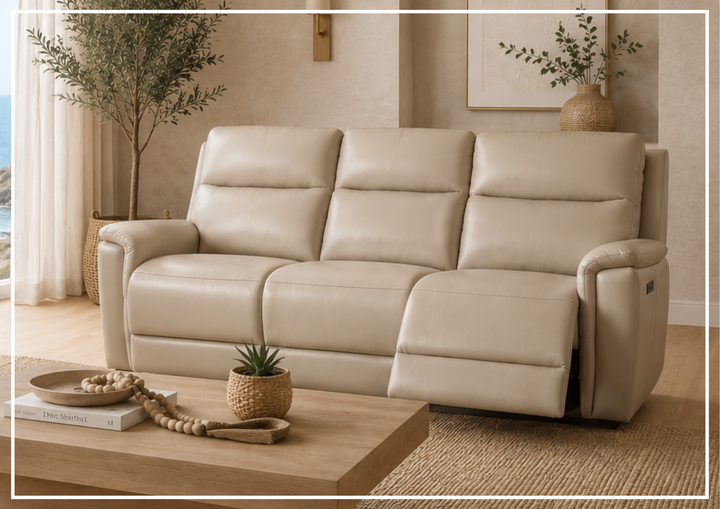 Geneva Leather Power Reclining Sofa | Dual Motor| USB & USB-C Port | Klaussner-Jennihome