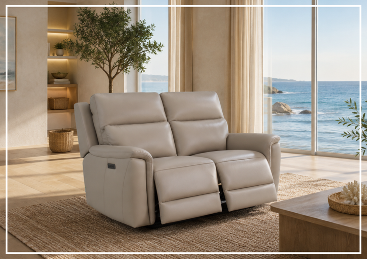 Geneva Leather | Power Reclining Loveseat | Dual Motor | USB & USB-C | Klaussner