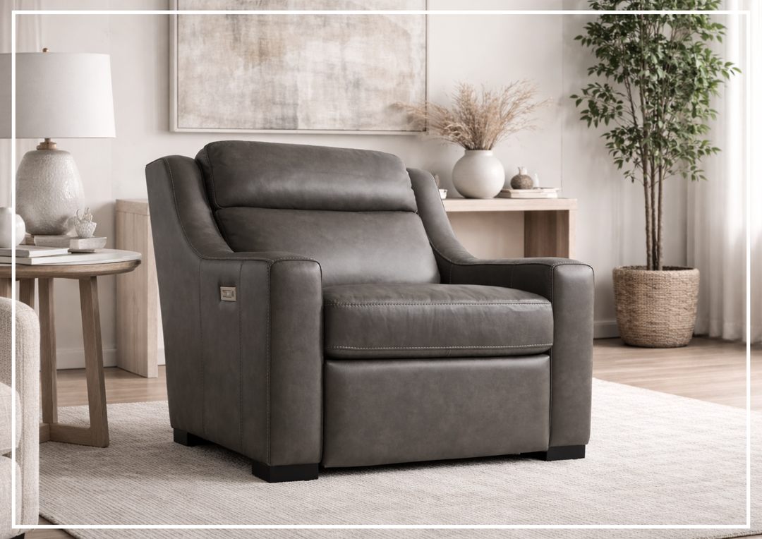 Germain Leather Motion Recliner Chair | Bustle Back | USB Port | Bernhardt - Jennihome