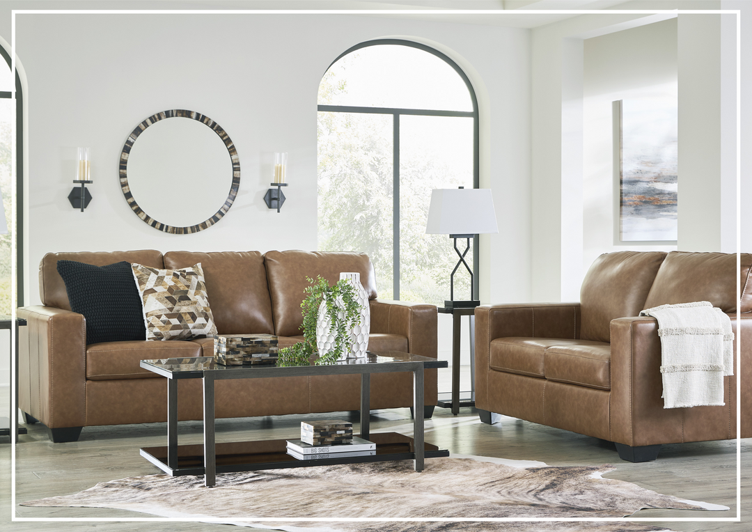 Gio Italia Bella 3-Seater Leather Sofa in caramel brown