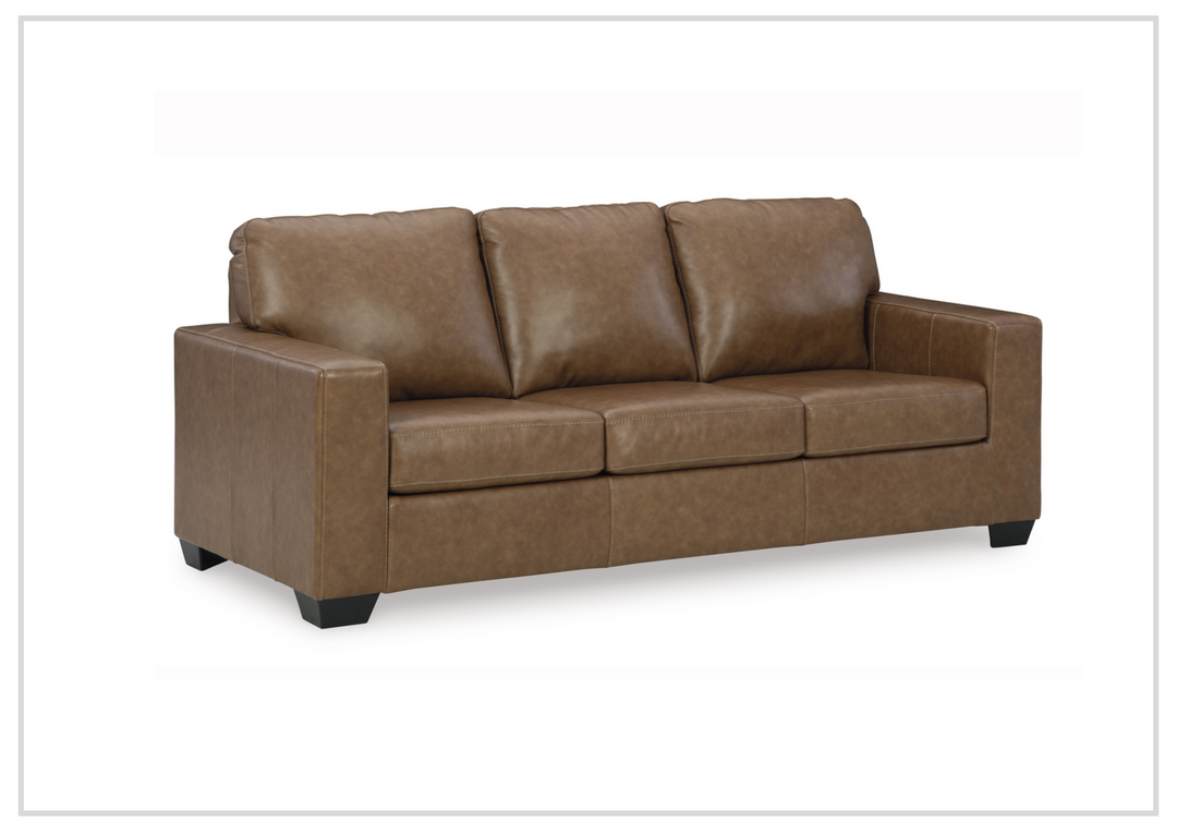 Gio Italia Bella 3-Seater Queen Leather Sofa Sleeper in caramel brown