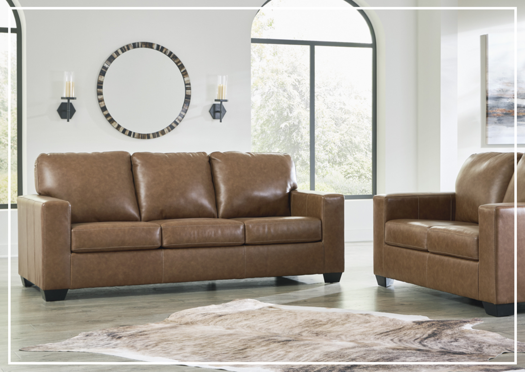 Gio Italia Bella 3-Seater Queen Leather Sofa Sleeper in caramel brown