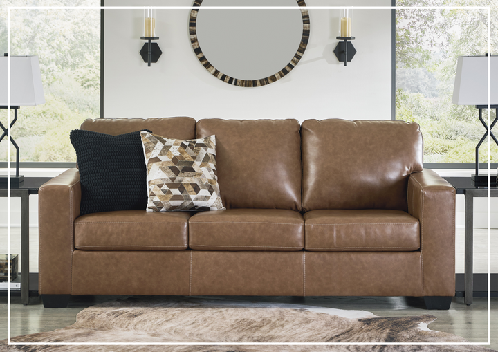 Gio Italia Bella 3-Seater Queen Leather Sofa Sleeper in caramel brown