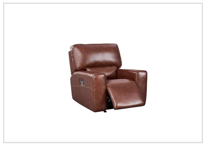 Gio Italia Bennett Glider Power Recliner Brown Leather Chair