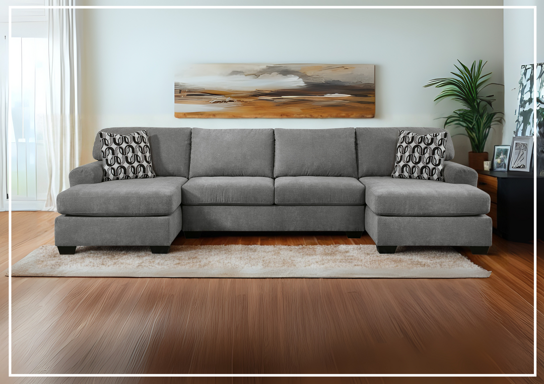 Gio Italia Brinkdale Court U-Shape 3-Piece Gray Fabric Sectional with Chaise-Jennihome