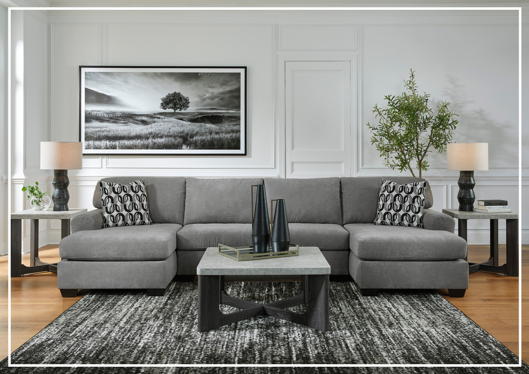 Gio Italia Brinkdale Court U-Shape 3-Piece Gray Fabric Sectional with Chaise-Jennihome