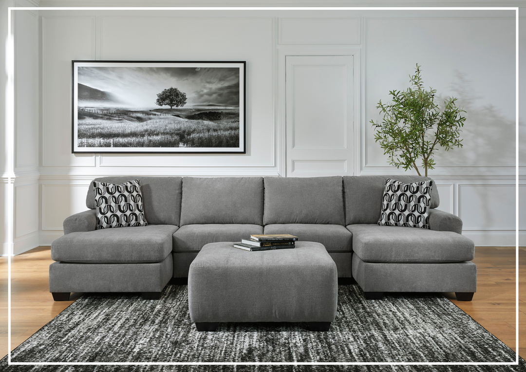 Gio Italia Brinkdale Court U-Shape 3-Piece Gray Fabric Sectional with Chaise-Jennihome